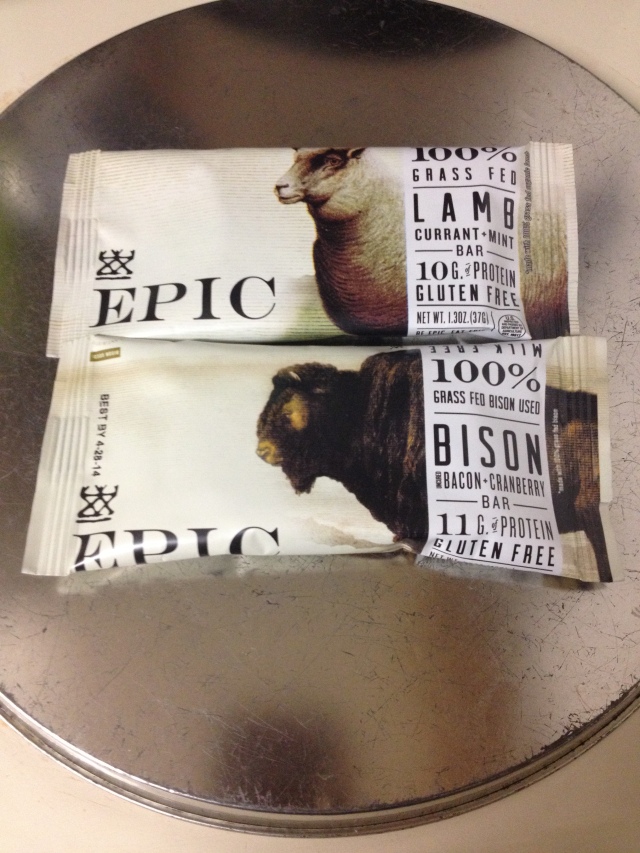 Bison and the new Lamb Epic bars. Delicious!
