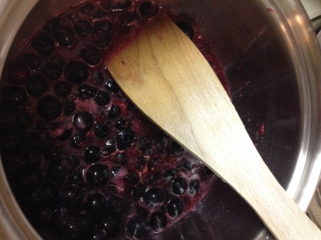 Cooking the blueberries