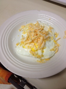 Cheese and egg. . .yum. 