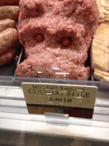 The Sausage Piggy, a cute thing I found in the meat case at Fresh Market one day. 